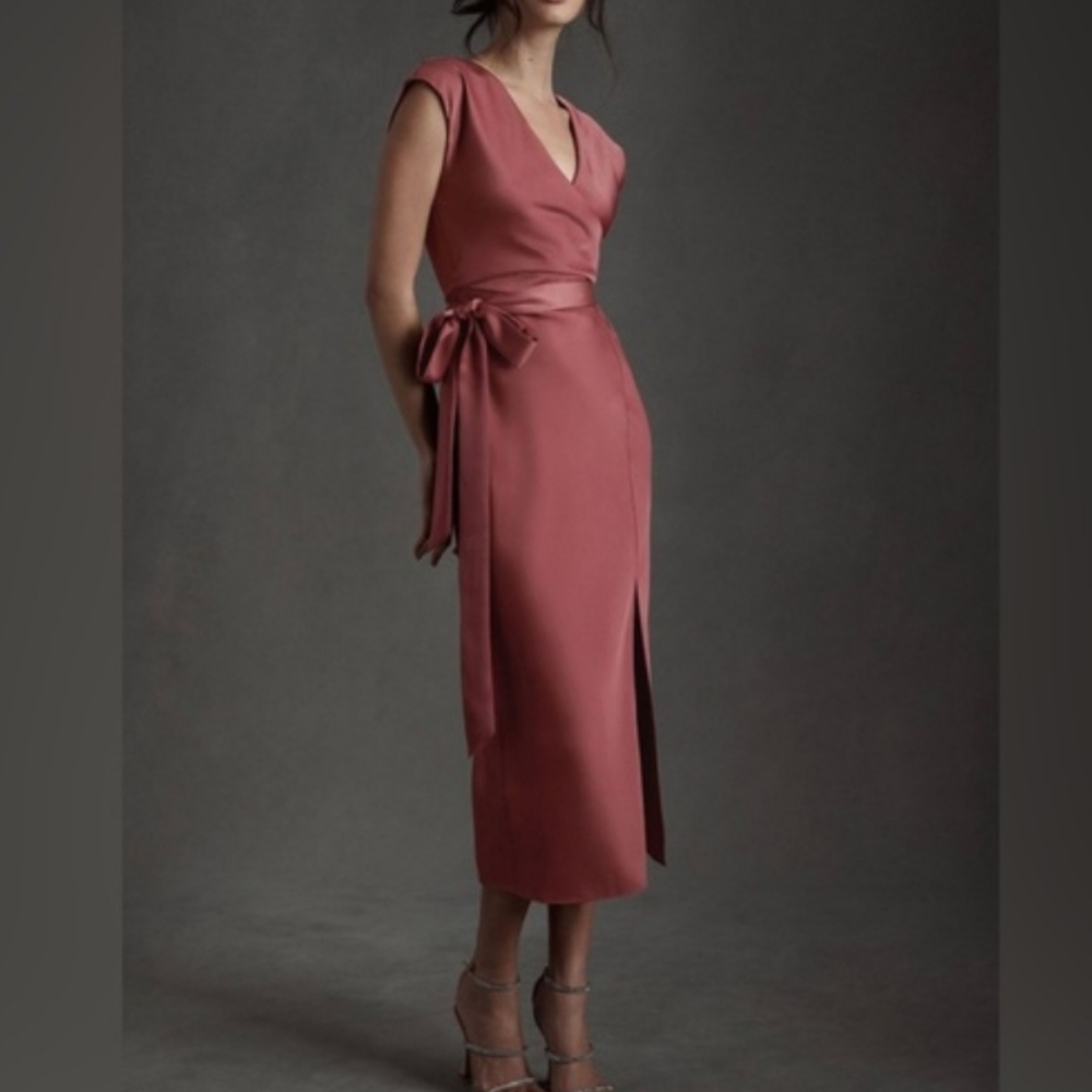 BHLDN Louisa Midi Wrap Dress In Cinnamon